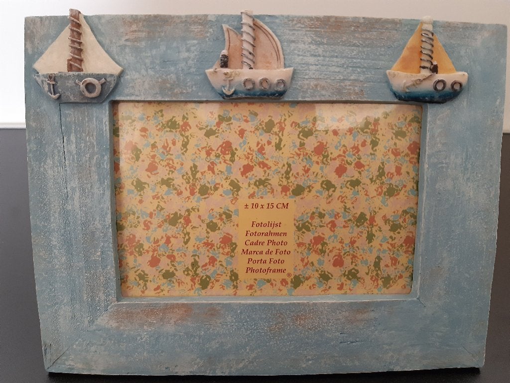 Fotolijstje 3D bootjes NIEUW, Ophalen of Verzenden, Nieuw, Minder dan 50 cm, Foto of Poster