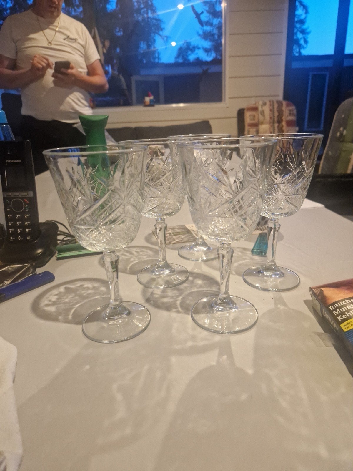 5 kristallen wijnglazen, Ophalen of Verzenden, Zo goed als nieuw, Borrel- of Shotglas