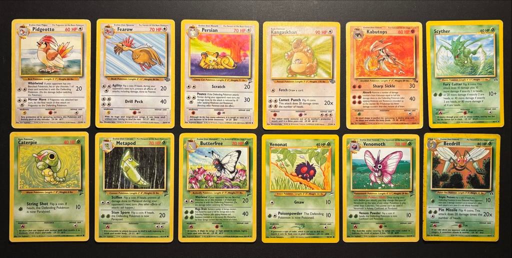 Pokémon Kaarten Set - 12 Stuks (Pidgeotto, Fearow, Persian), Ophalen of Verzenden, Zo goed als nieuw, Meerdere kaarten