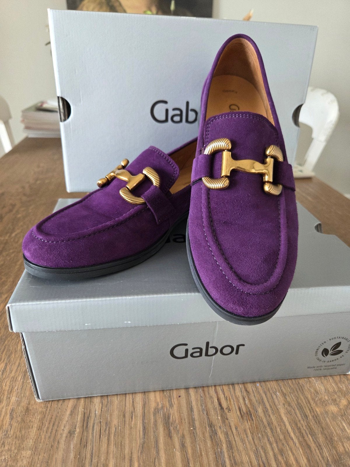 Gabor paarse loafers instappers leer maat 40, Kleding | Dames, Overige kleuren, Instappers, Gabor, Ophalen of Verzenden