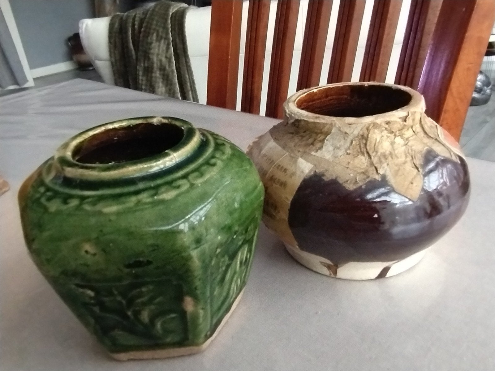 antieke Chinese gemberpot en groente Pot, Ophalen