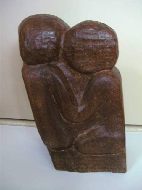 Houten beeld, "liefde" verschillende voor- en achterkant, Antiek en Kunst, Ophalen of Verzenden