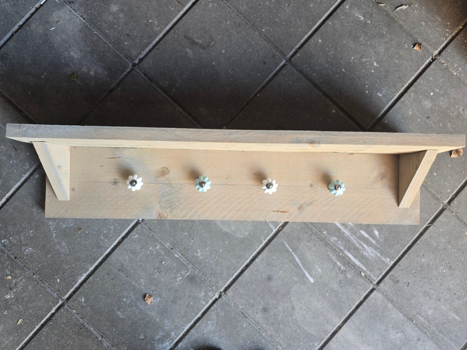 wandschap met haken, Huis en Inrichting, Woonaccessoires | Kapstokken, Ophalen, Hout, Wandkapstok, Minder dan 100 cm