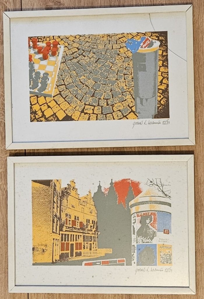 Set van 2 originele grafische stadsgezichten, Verzenden