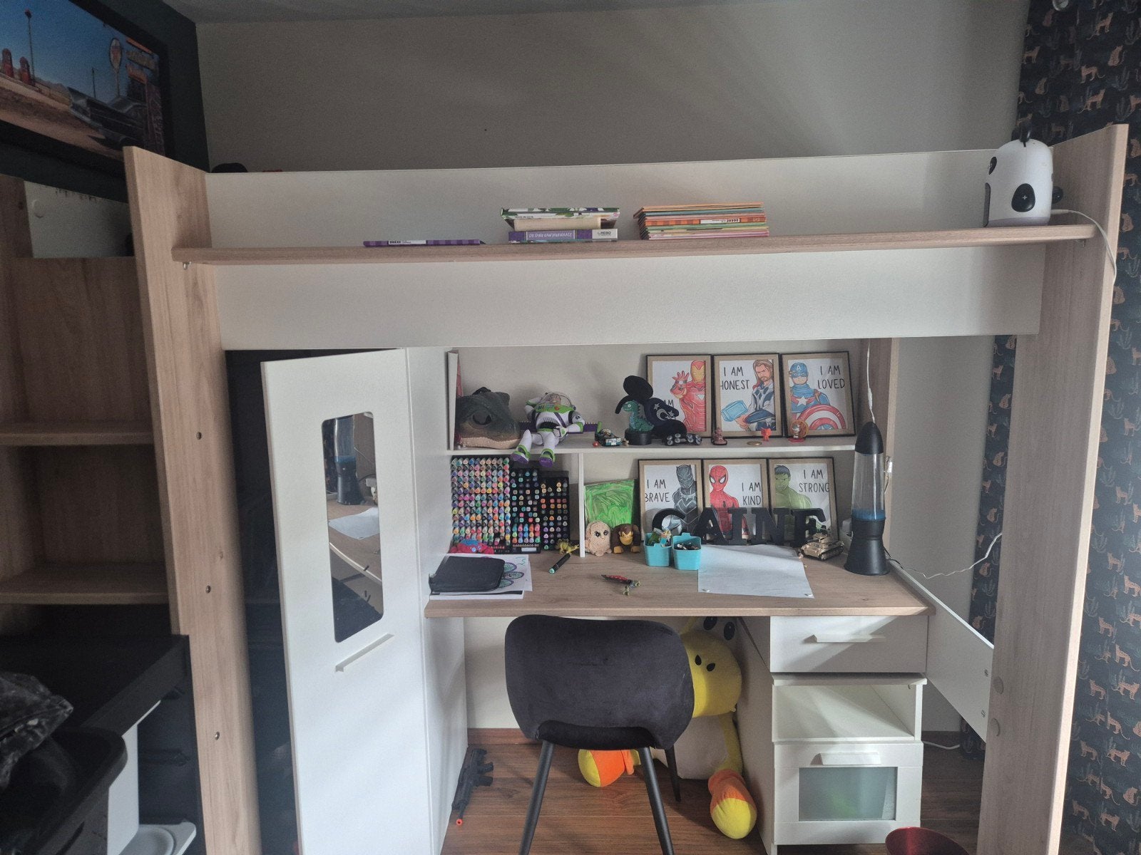 Hoogslaper met bureau en kast - Ideaal voor kleine kamers, Ophalen, Gebruikt, Eenpersoons, 200 cm