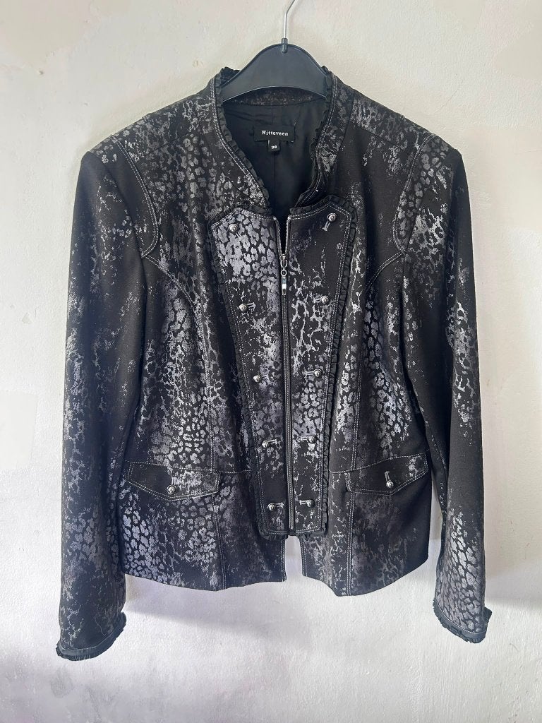 Witteveen jasje zwart grijs animalprint dames M 38, Kleding | Dames, Maat 38/40 (M), Zwart, Ophalen of Verzenden, Zo goed als nieuw