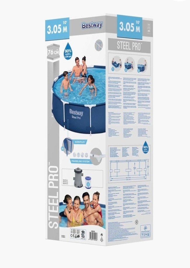 Bestway Steel Pro Opzetzwembad 3.05m x 76cm, Ophalen, Rond, Nieuw, Opzetzwembad