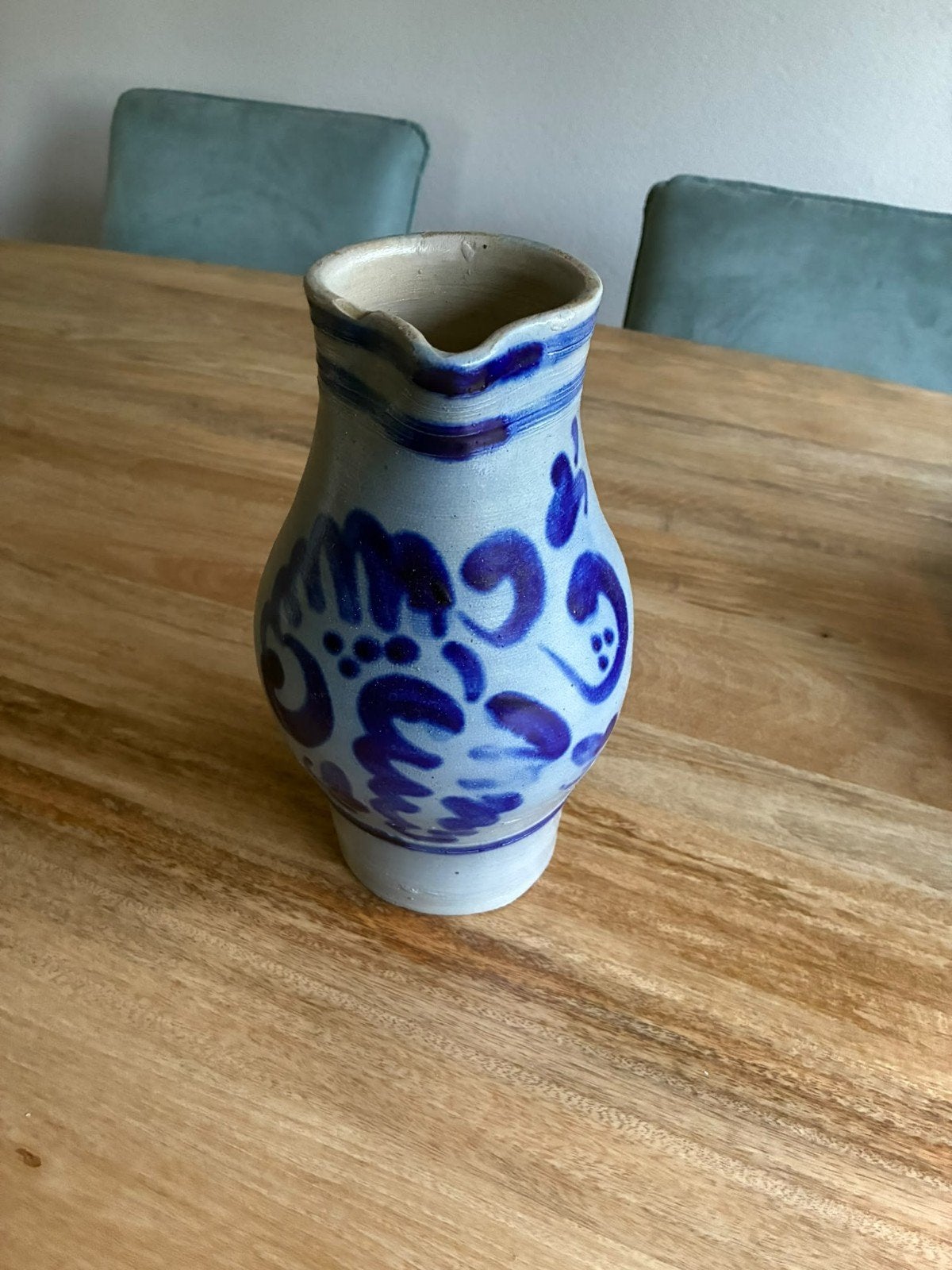 Vintage Westerwald Keramiek Kruik - Blauw/Grijs, Ophalen