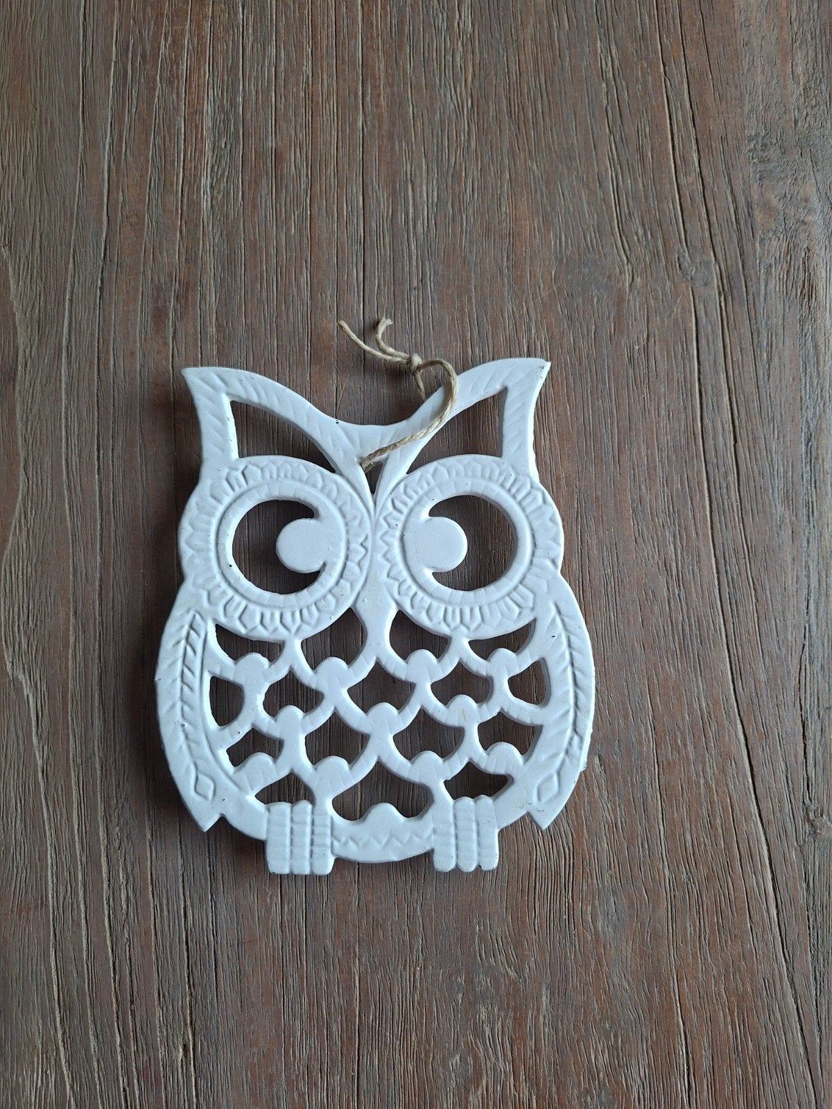 Decoratieve Uil Onderzetter/Wanddecoratie, Vintage, Gebruikt, Ophalen of Verzenden, Metaal