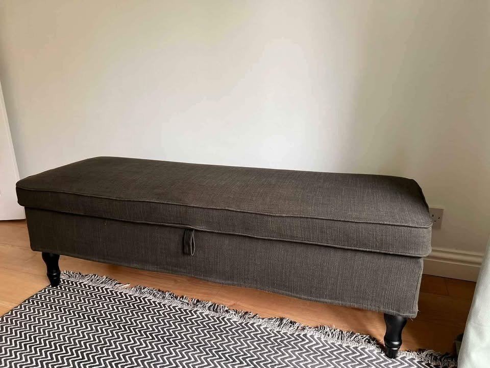 Ikea Esseboda Grijze Opbergbank 145cm, Huis en Inrichting, Banken | Sofa's en Chaises Longues, Ophalen, Gebruikt, Modern, Scandinavisch