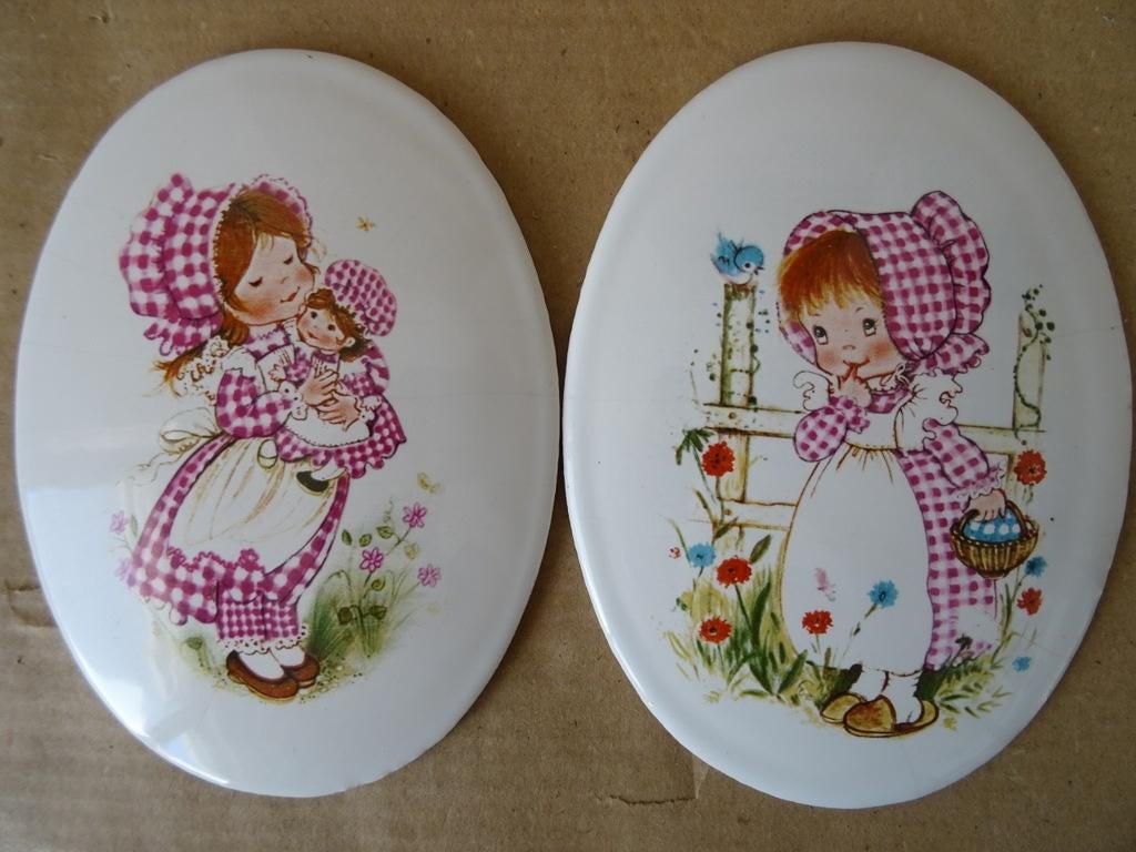 Vintage tegel set vintage ovale tegels Gingham Girl 10x14cm, Ophalen of Verzenden
