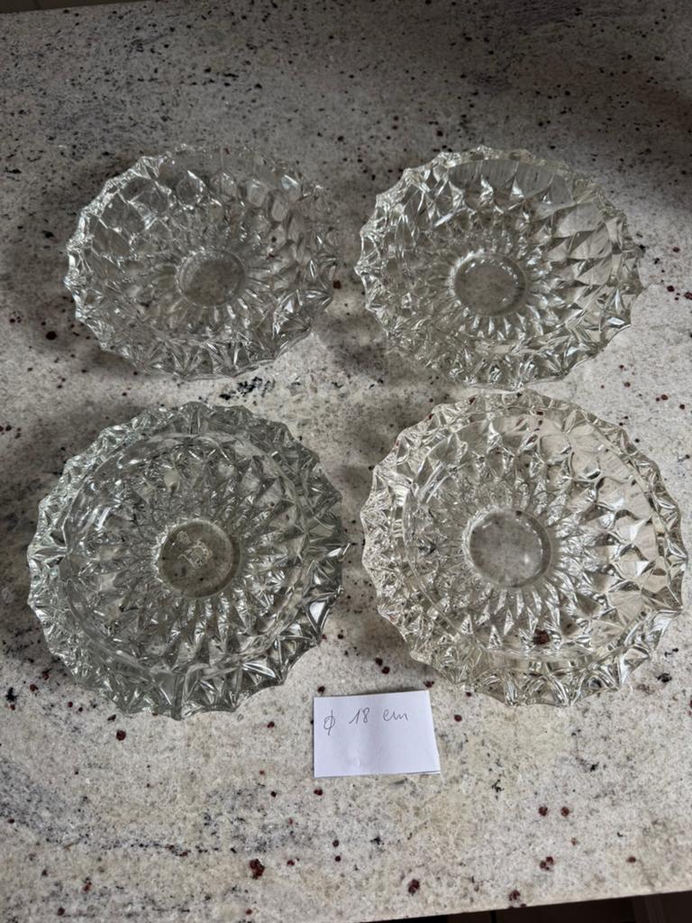 4 retro vintage zware asbakken Val Saint Lambert, Ophalen of Verzenden, Zo goed als nieuw