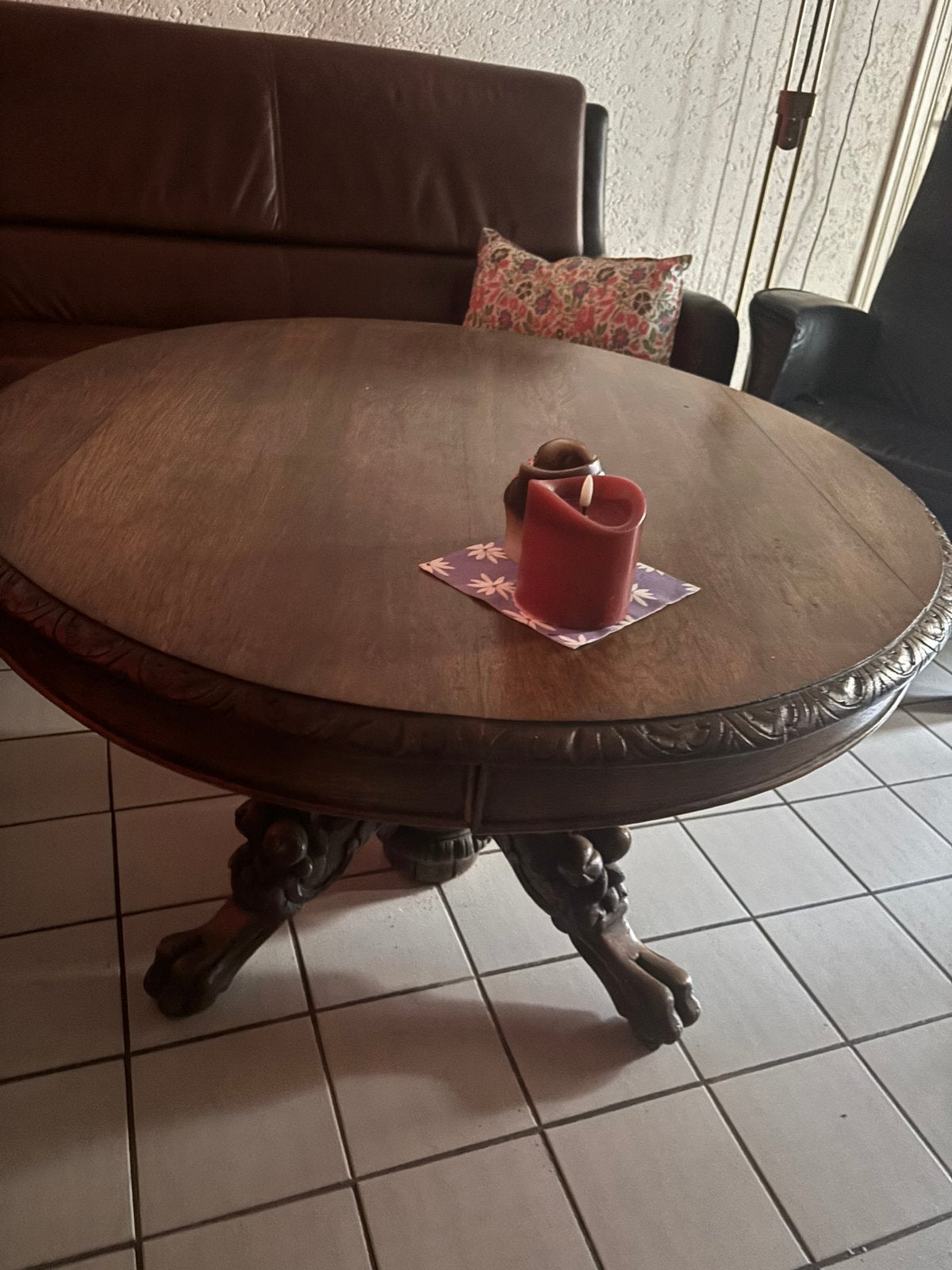 Antieke salontafel, Antiek en Kunst, Ophalen, Ovaal, Minder dan 50 cm