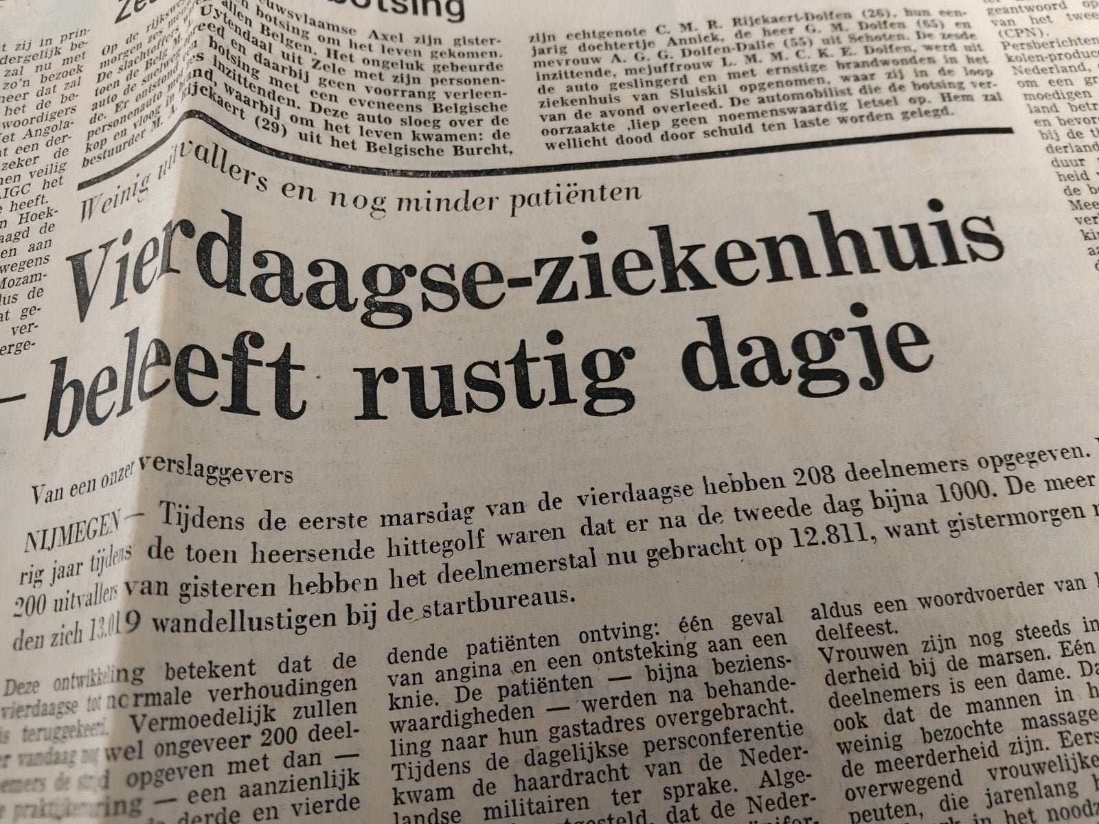 Krantenknipsel: Vierdaagse-ziekenhuis, 18 juli 1973, Ophalen of Verzenden, Gelezen, Krant