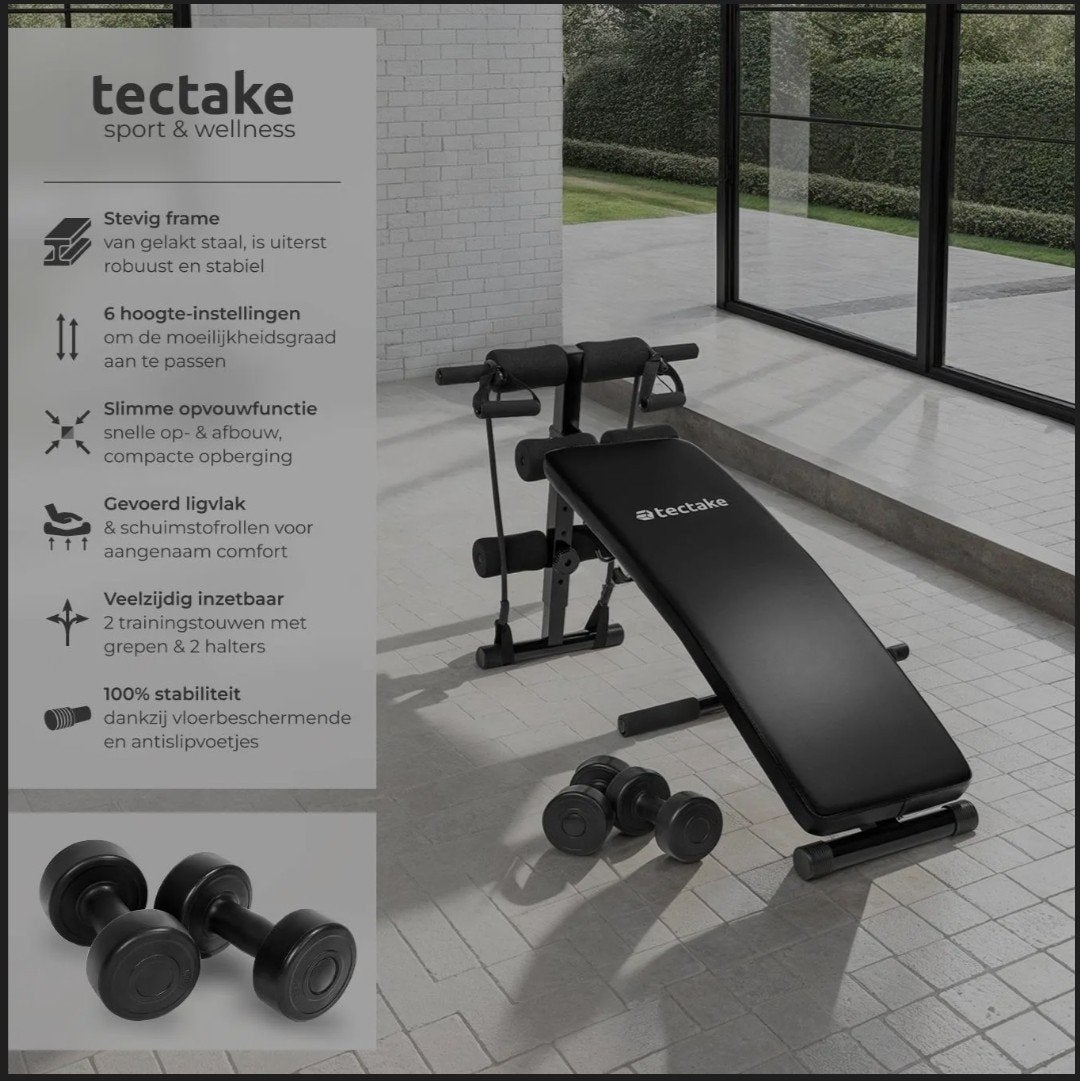 Tectake Sport & Wellness Trainingsbank fitness bank, Ophalen, Nieuw, Buik, Krachtstation