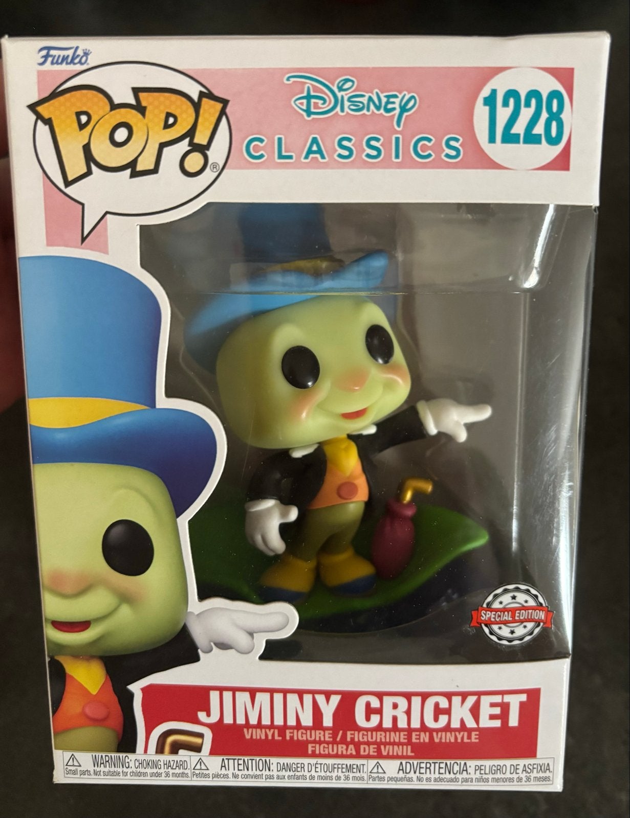 Funko Pop! Disney Classics Jiminy Cricket #1228, Verzamelen, Ophalen, Zo goed als nieuw