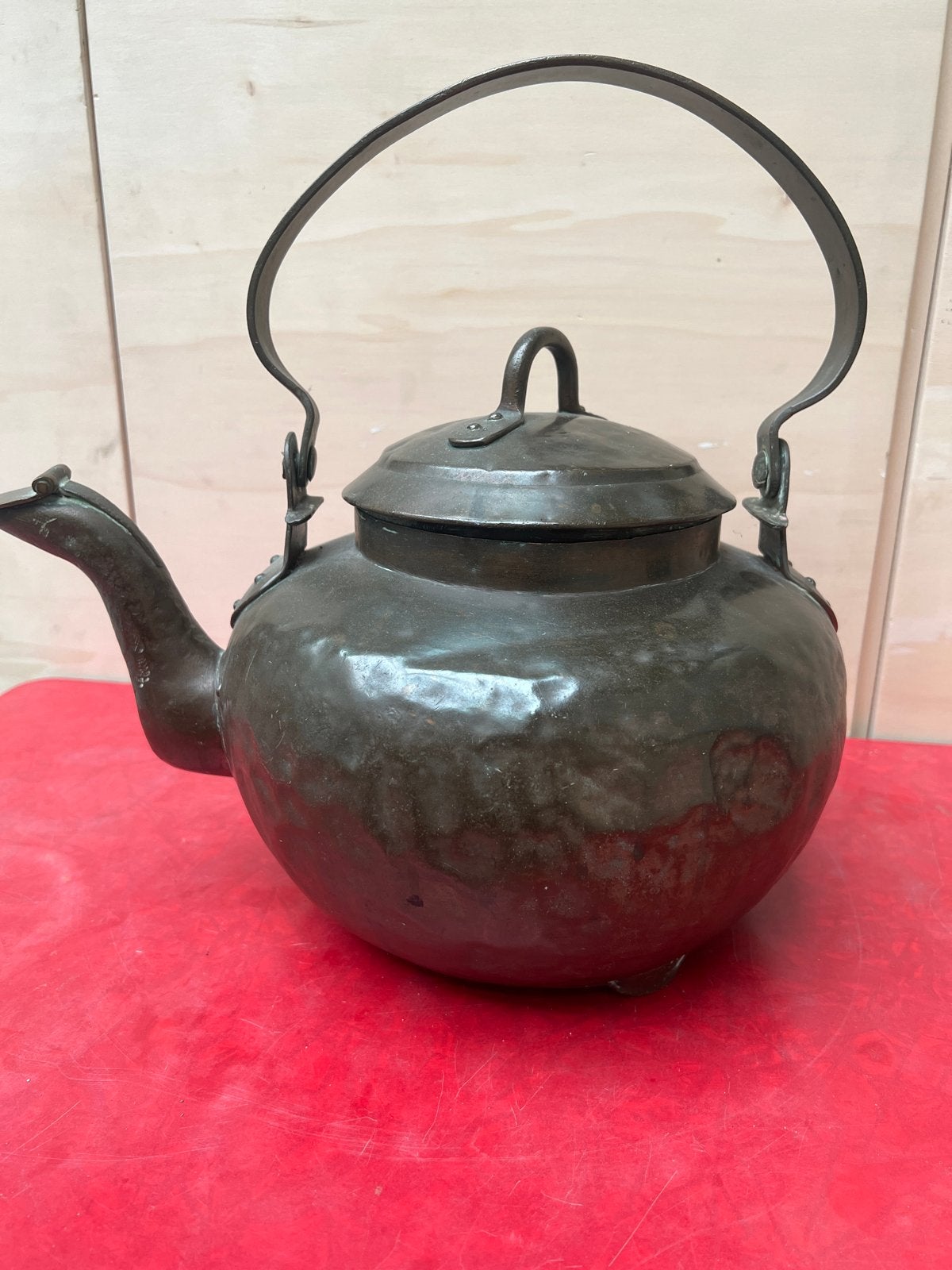 Antieke roodkoperen appelketel, gedateerd 1893, Antiek en Kunst, Verzenden, Koper