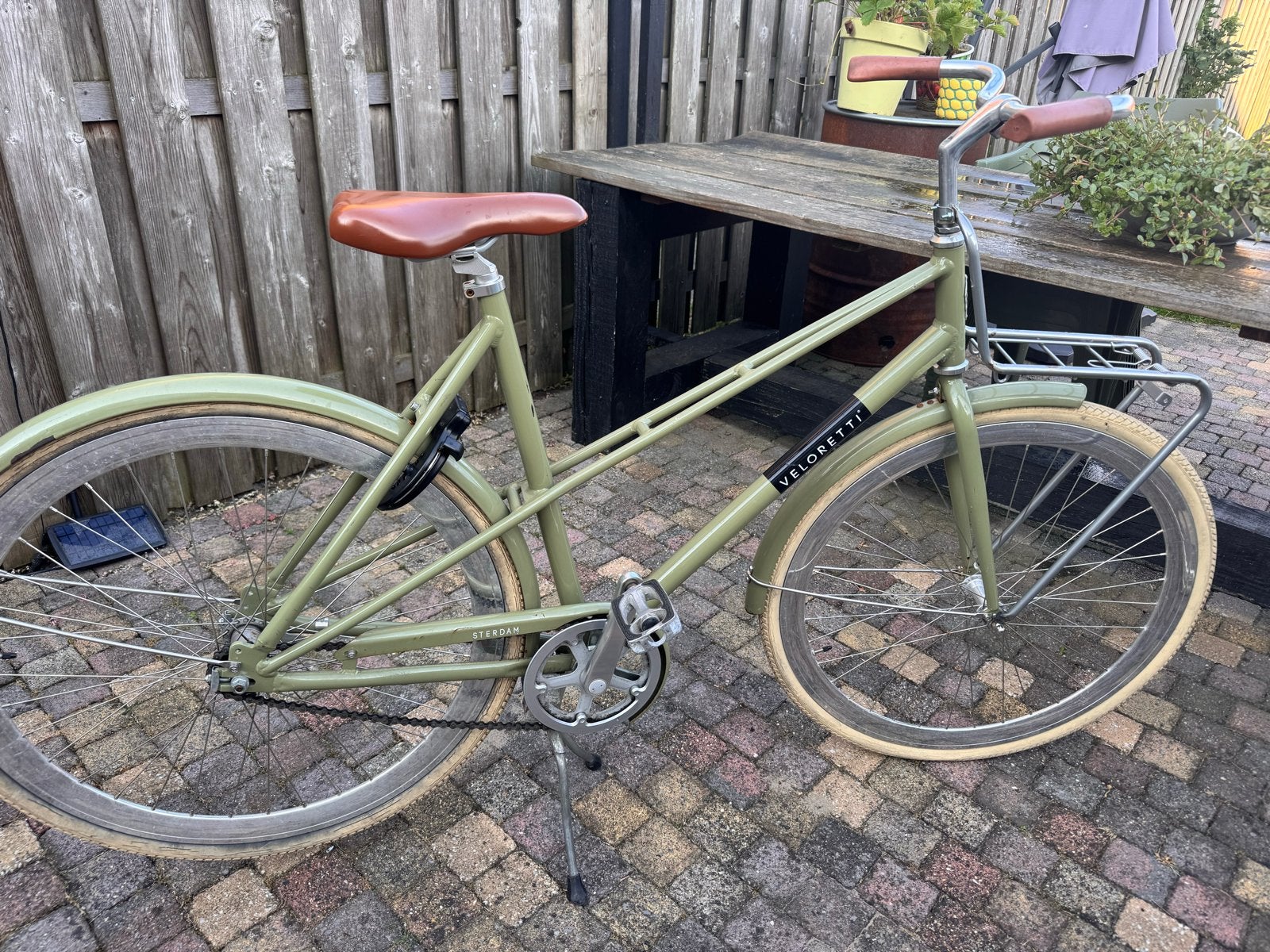 Veloretti fiets in olijfgroen met voordrager, Overige merken, Gebruikt, Velgrem, Versnellingen
