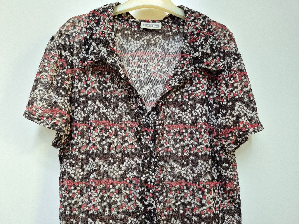 STREET ONE bruin bloesje + zwart /rood / witte bloemetjes 42, Kleding | Dames, Maat 38/40 (M), Bruin, Street One, Ophalen of Verzenden