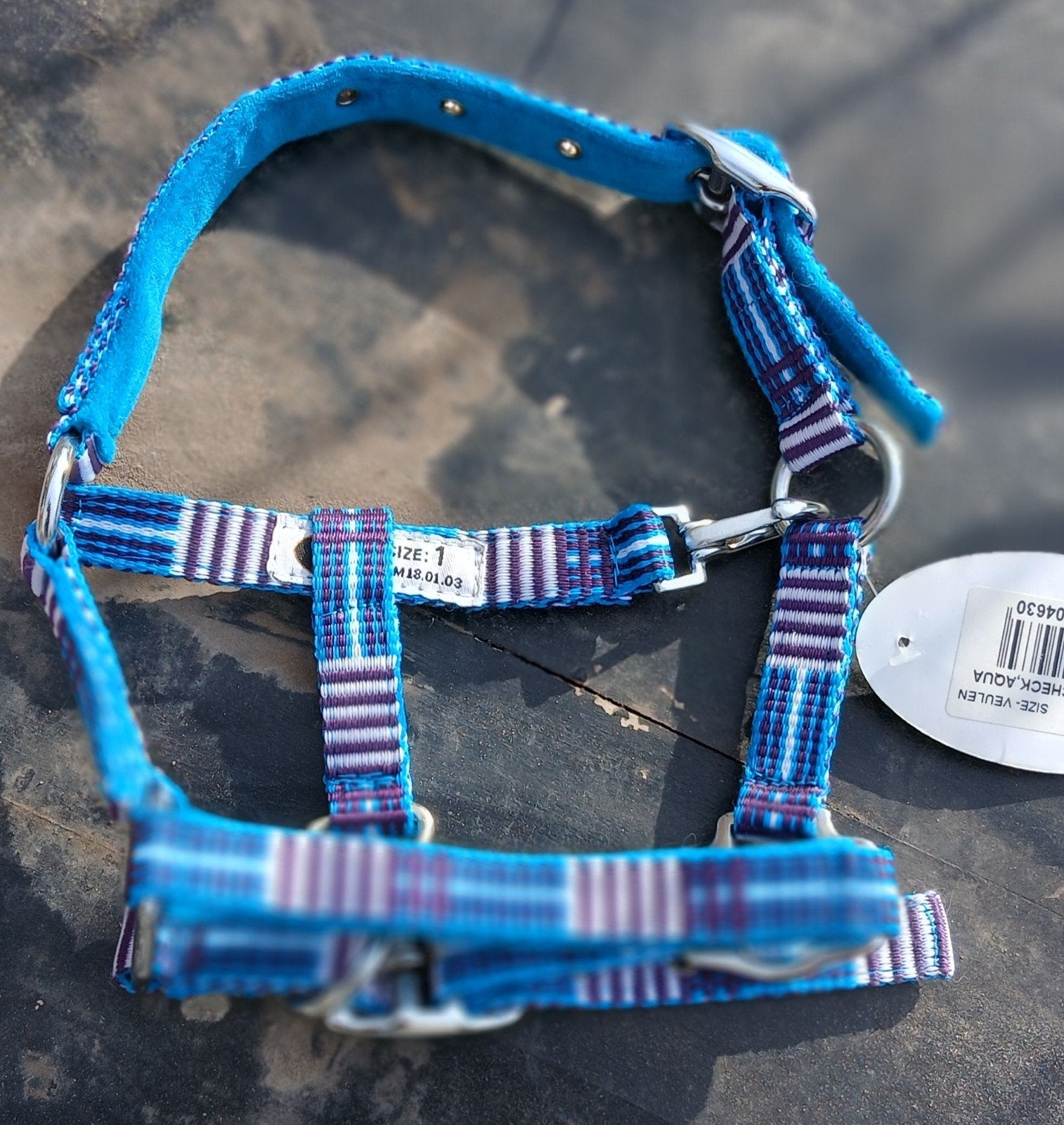 Inie mini halster maat 1 blue check, Ophalen of Verzenden, Blauw, Halster, Mini