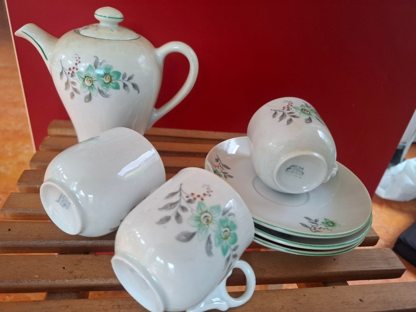 Vintage Mosa theeservies met bloemmotief, Ophalen of Verzenden