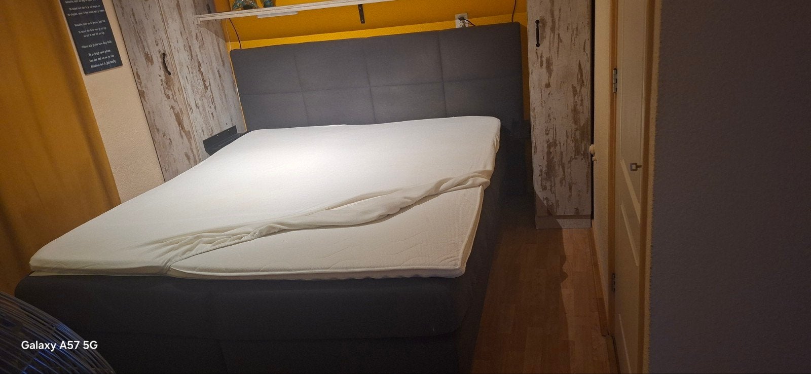 Tweepersoons boxspring bed met matras en topper, Gebruikt, Tweepersoons, Ophalen of Verzenden, 180 cm