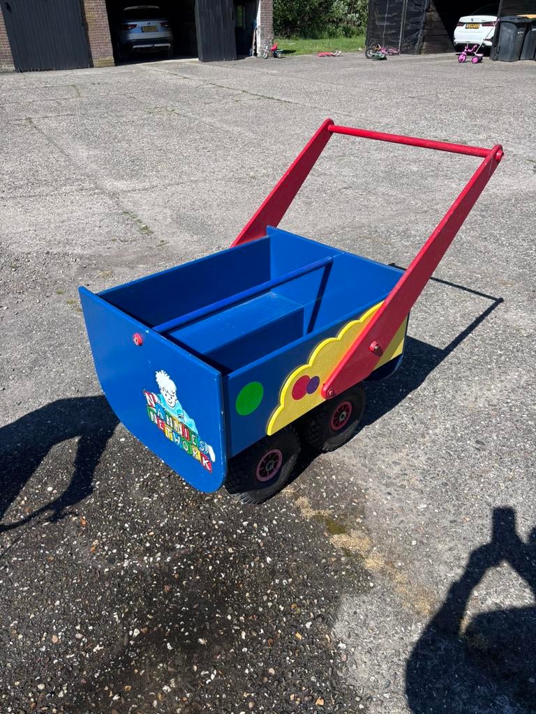 Houten kinder duwkar, Ophalen, Gebruikt, Kinderkar