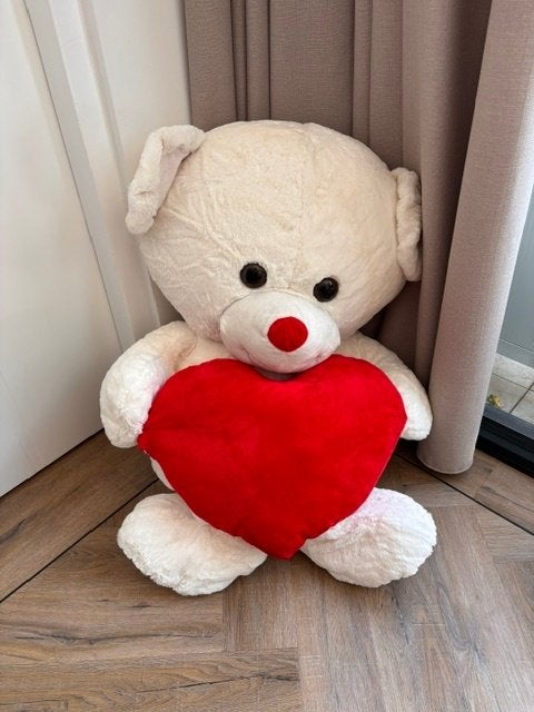 TE KOOP! Knuffelbeer 1 meter groot, Ophalen, Beer, Zo goed als nieuw, Wit