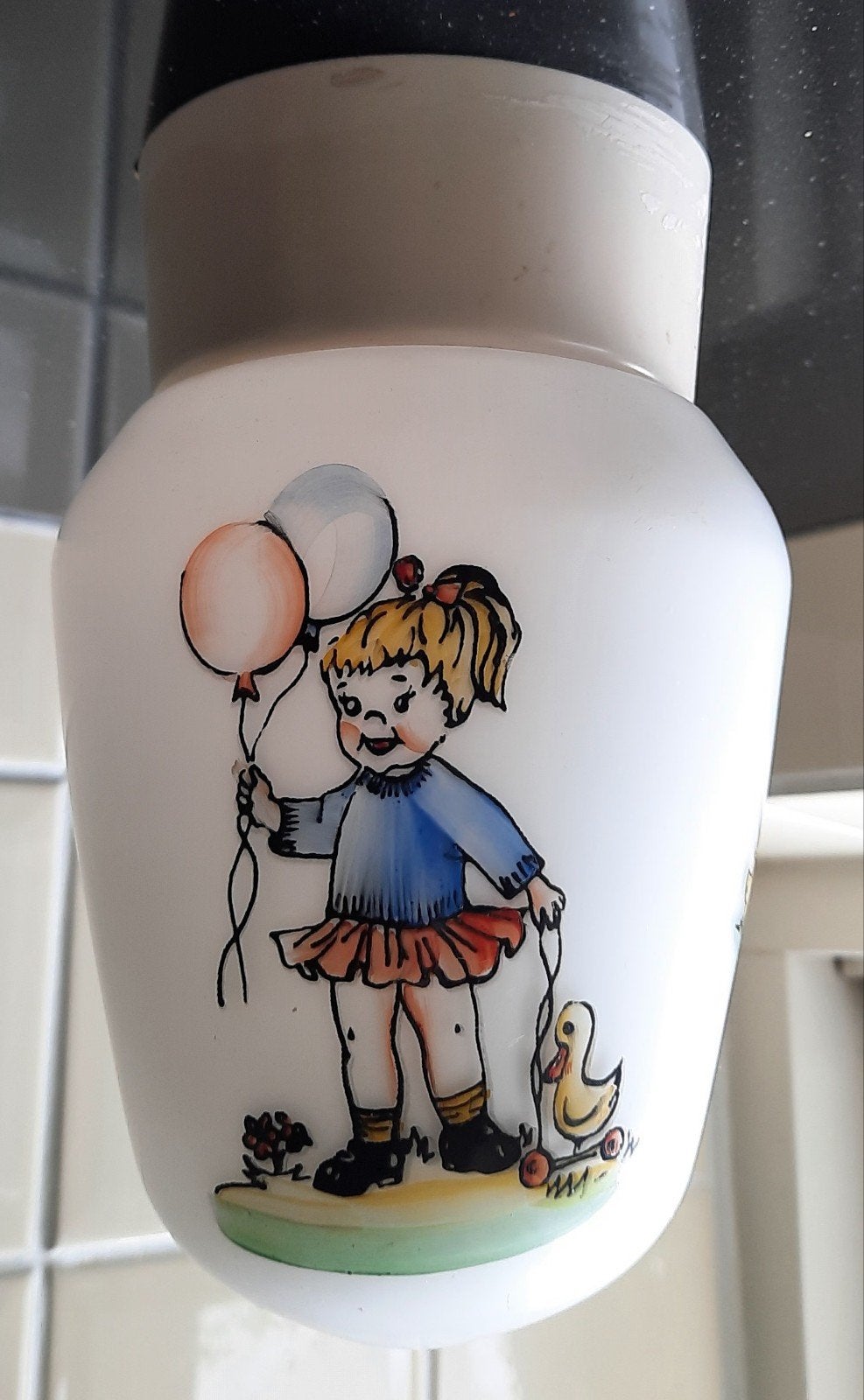 Vintage kinderlamp met meisje en ballonnen, Ophalen of Verzenden