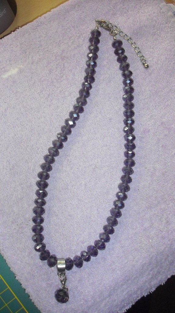 Paarse ketting met glaskralen, Overige materialen, Verstelbaar, Verzenden, Paars