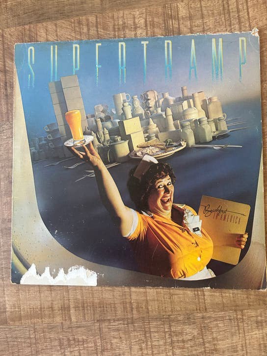 SuperTramp - Breakfast in America LP (Cover beschadigd), LP, Gebruikt, Pop, Ophalen of Verzenden