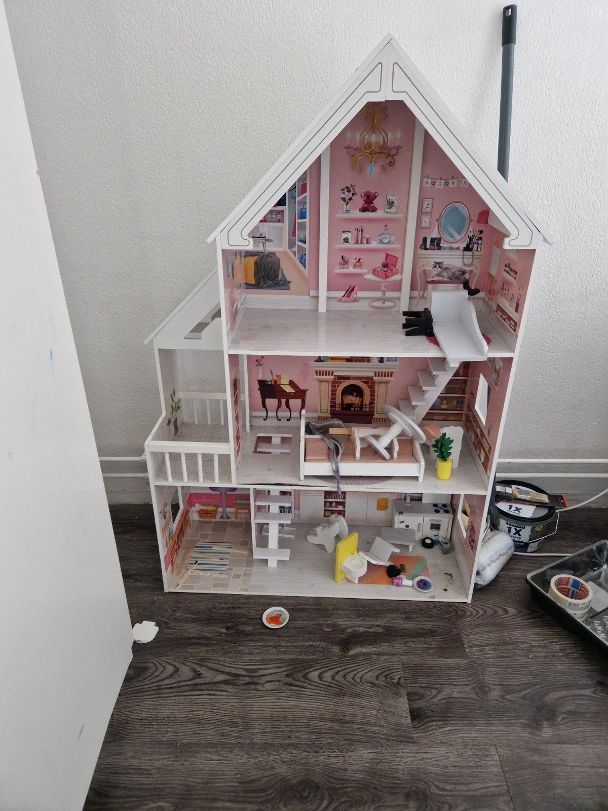 Groot Houten Poppenhuis met Meubels en Accessoires, Ophalen, Gebruikt, Poppenhuis