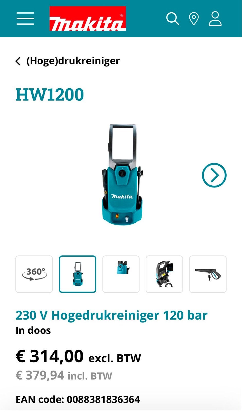 Nieuwe Makita HW1200 Hogedrukreiniger 120 bar, Ophalen of Verzenden, Nieuw, Elektrisch
