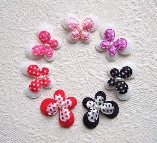 HALVE PRIJS ~ Prachtige polkadots baby vlinder ~ 3,5 cm, Roze, -, -, Textiel