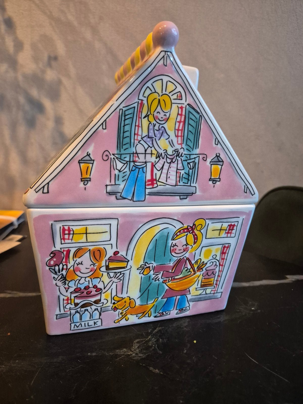 Blond Amsterdam Koekjespot Huisje - Zo goed als nieuw, Zo goed als nieuw, Voorraadpot, Steen/keramiek, Meerkleurig