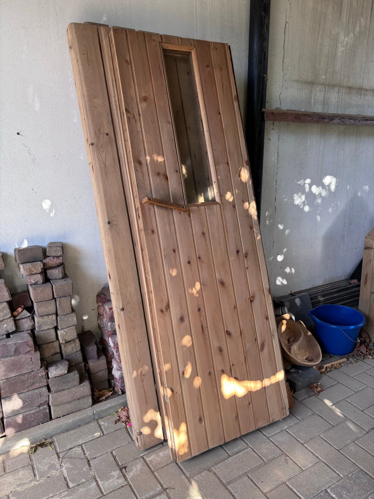 Sauna deur met raam en ligbed sauna, Doe-het-zelf en Verbouw, Gebruikt, 80 tot 100 cm, Overige typen, Ophalen of Verzenden
