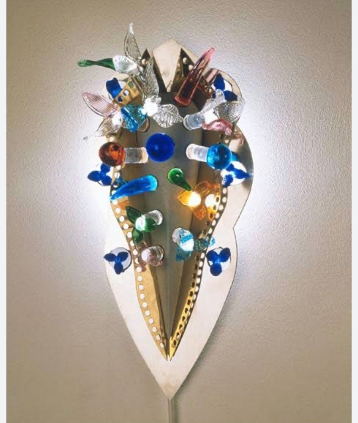 Unieke Vintage Borek Sioek Wandlamp met Gekleurd Glas, Huis en Inrichting, Lampen | Overige, Gebruikt, Overige merken, Met schakelaar