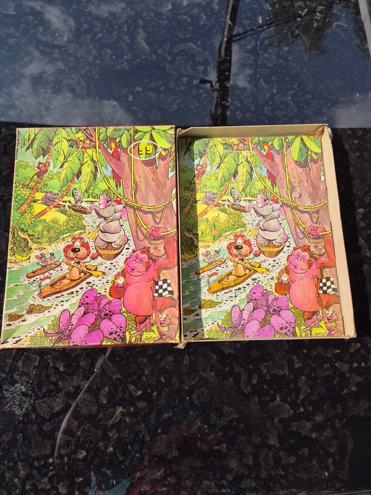 Loeki de Leeuw Puzzel - Vintage Jungle Avontuur, Ophalen of Verzenden, Meer dan 50 stukjes, Gebruikt, 4 tot 6 jaar