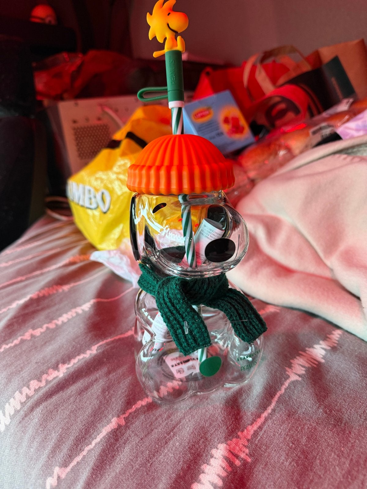 Snoopy Starbucks Beker met Woodstock rietje, Ophalen, Zo goed als nieuw, Meerkleurig, Kunststof