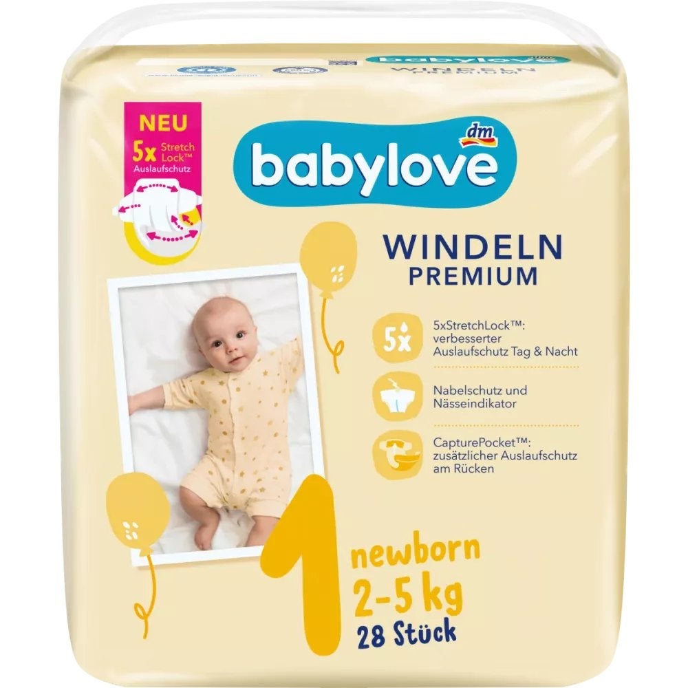 3 pakken Babylove Premium luiers maat 1 (Newborn 2-5 kg), Ophalen, Nieuw