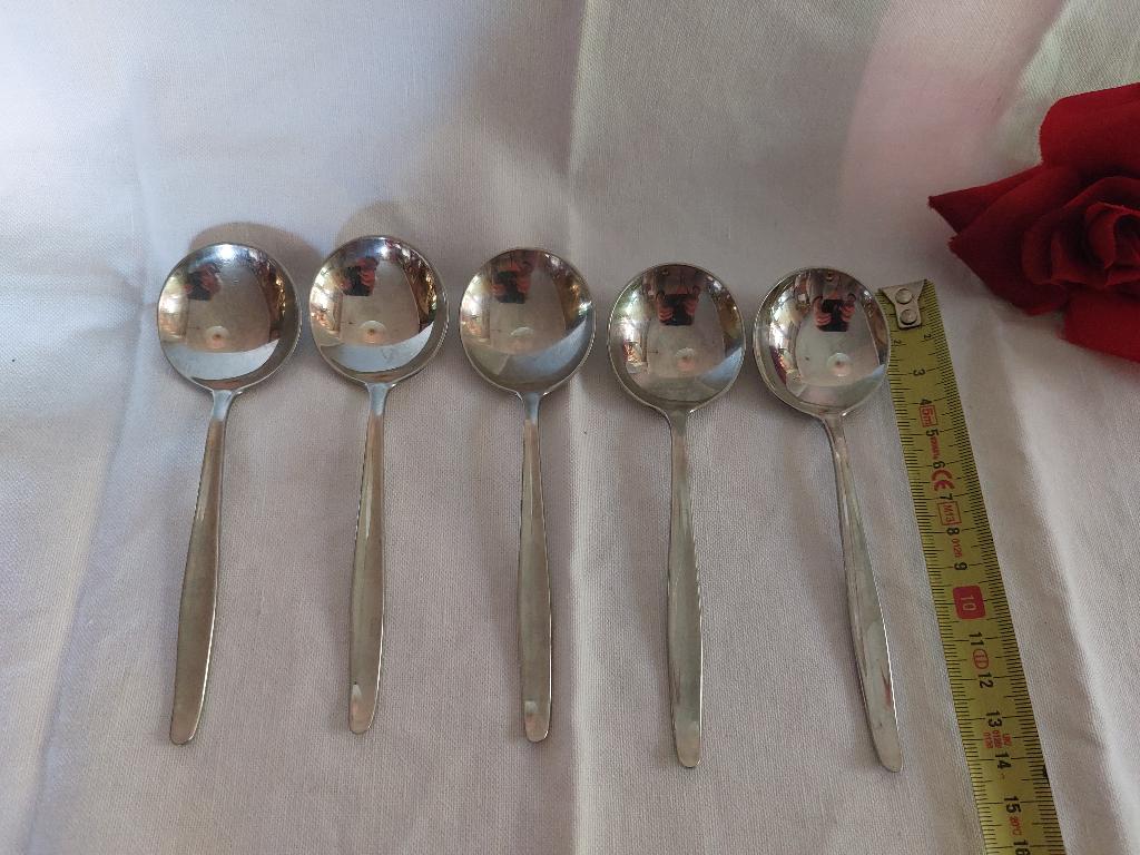 Keltum Jeunesse |  5 bouillonlepels 14,5 cm | RVS, Antiek en Kunst, Antiek | Bestek, Verzenden