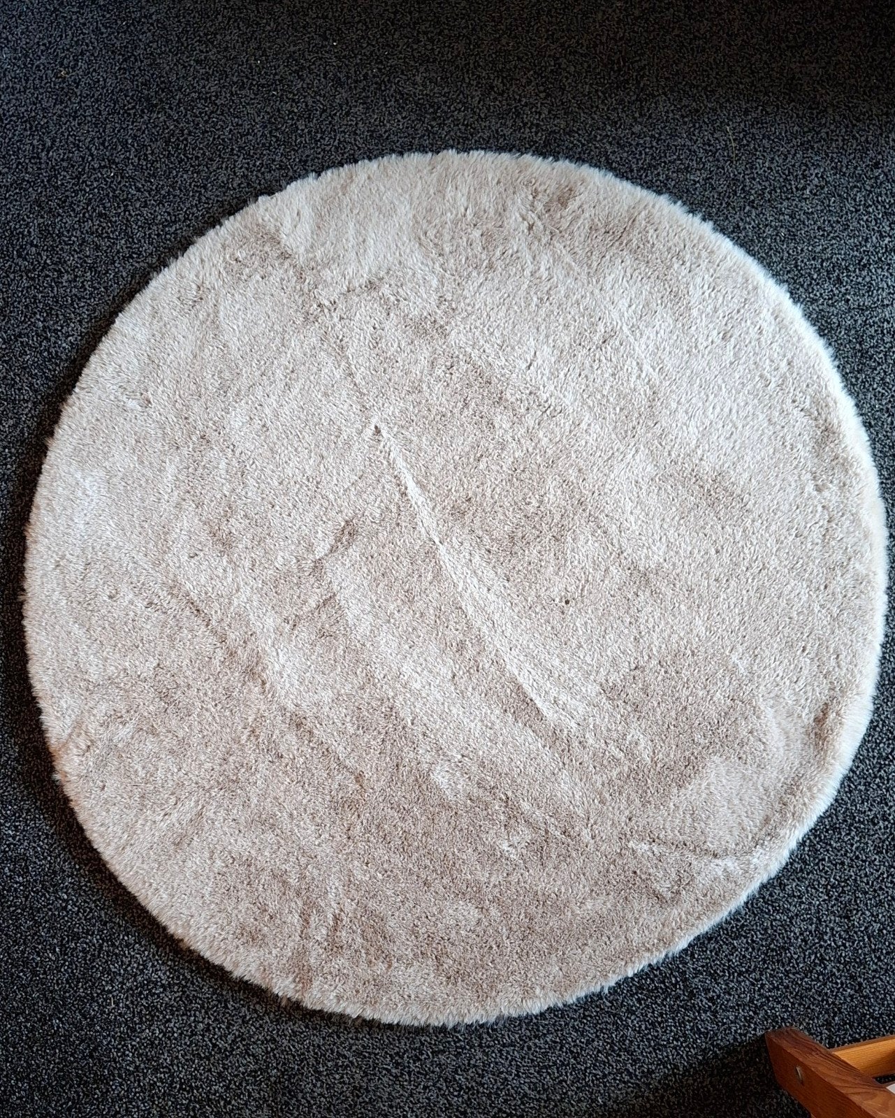 Ronde beige vloerkleed 90 cm doorsnee, Netjes, 50 tot 100 cm, Beige, Rond