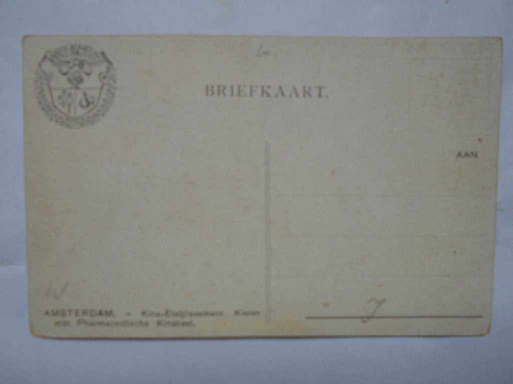 Amsterdam Kina-opslagplaats Kian, Farmaceutische Kinabast, Ophalen of Verzenden, Voor 1920, Ongelopen, Noord-Holland