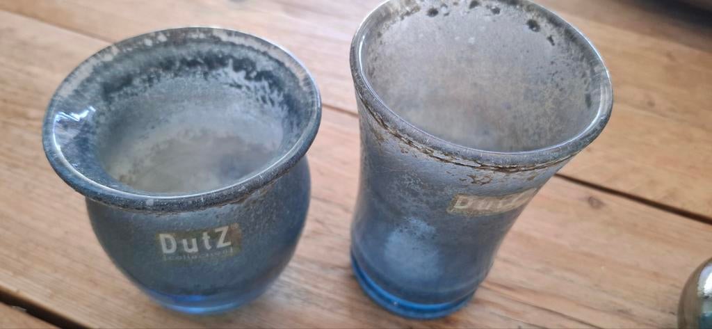 Set van 4 DuTz vazen - Blauw glas, Ophalen, Gebruikt, Blauw, Glas