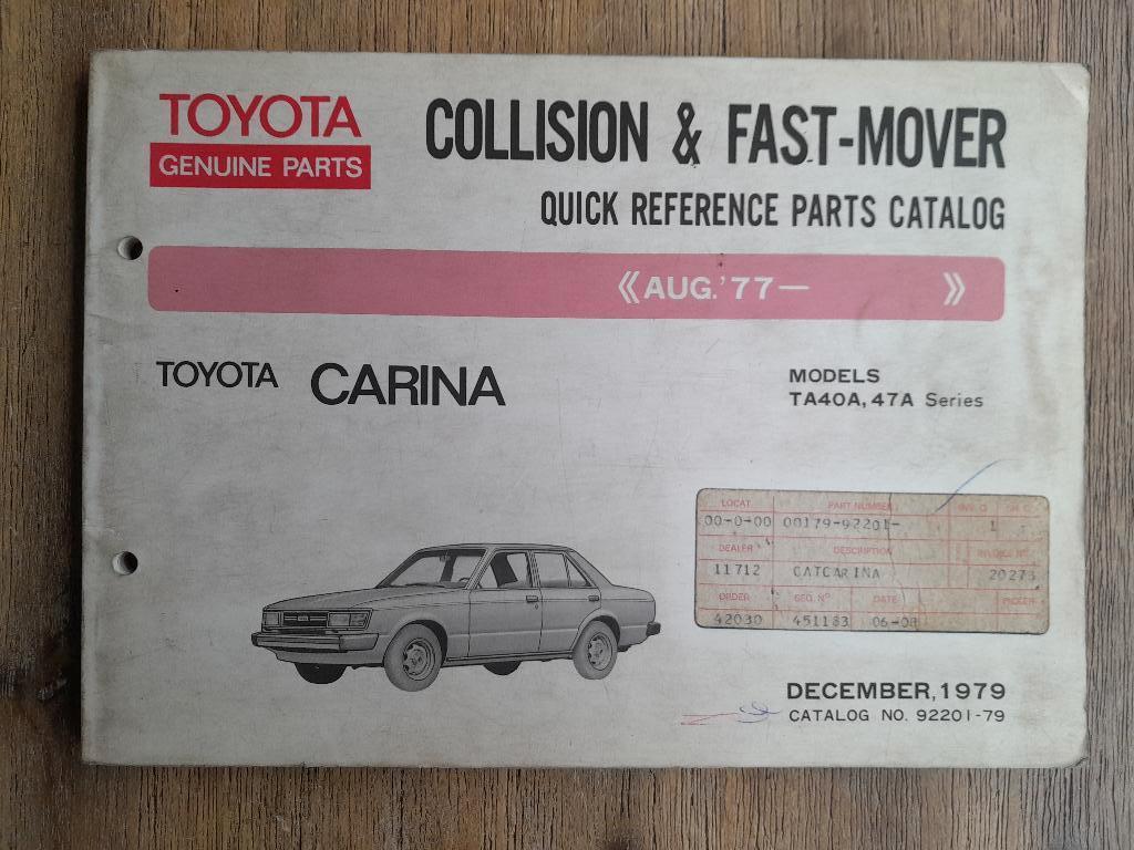 ONDERDELEN CATALOGUS - ORIGINEEL - TOYOTA CARINA TA 40A 47A, Verzenden