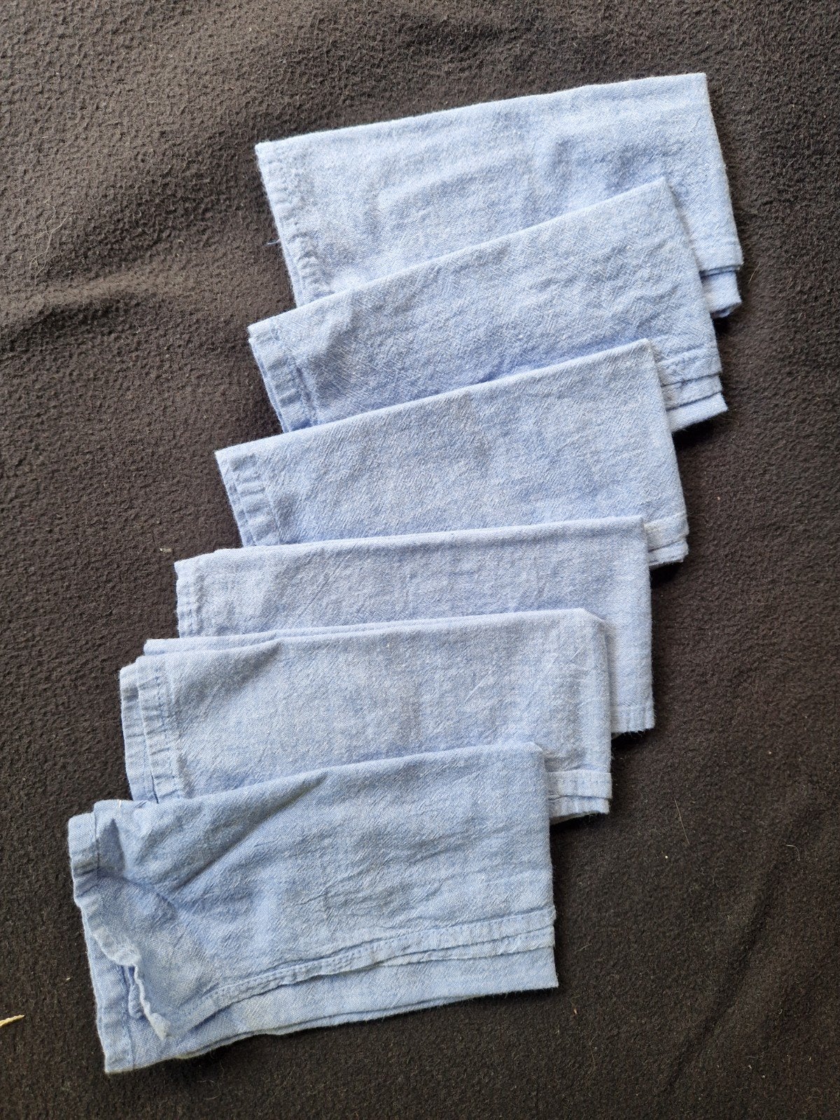 Set van 6 lichtblauwe / jeanskleur blauwe servetten, Gebruikt, Wasbaar, Textiel overig, Overige merken