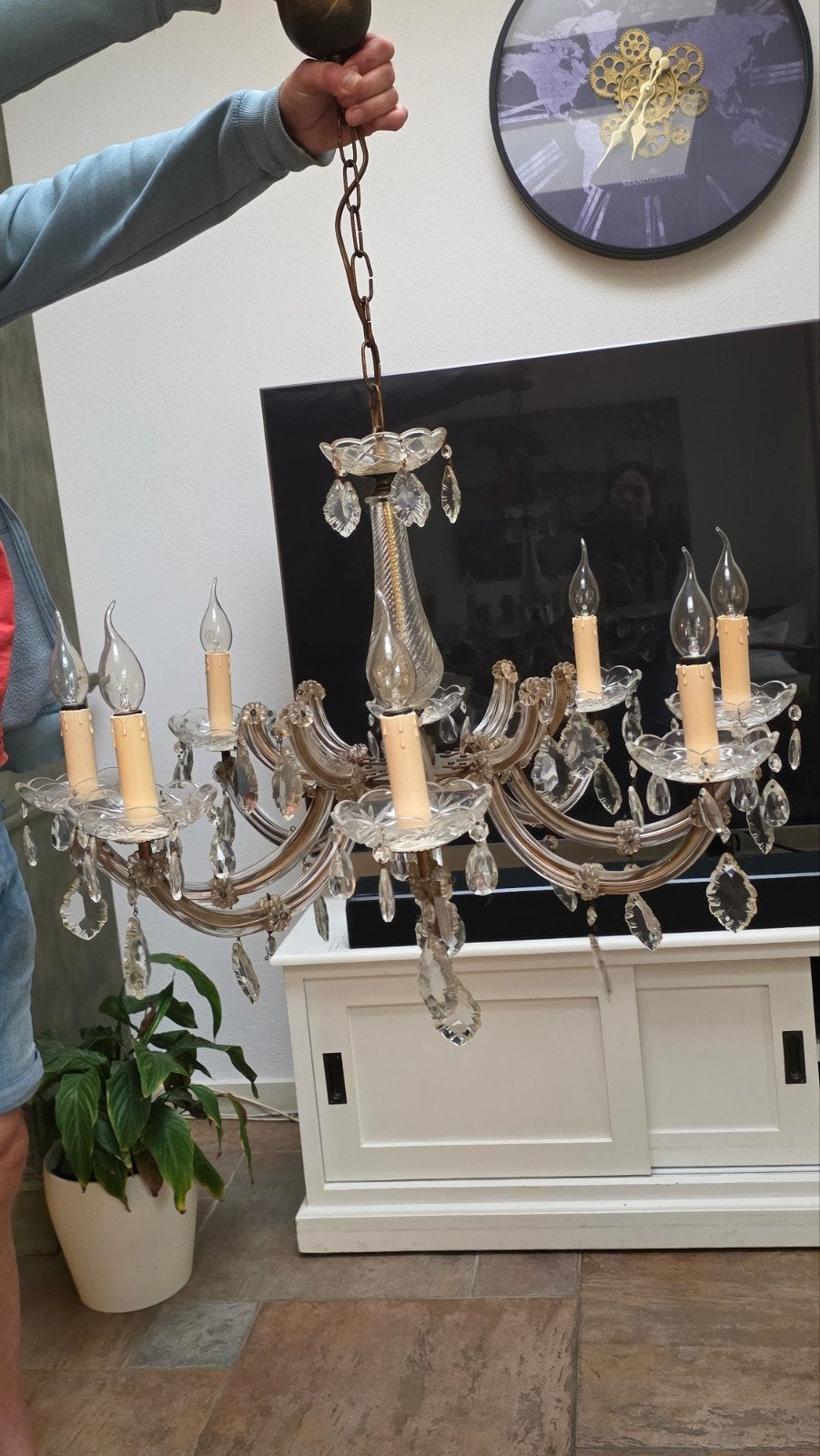 Prachtige vintage kroonluchter met 8 armen. Maria Louise kro, Ophalen, Gebruikt, E14 (klein), Klassiek, Vintage