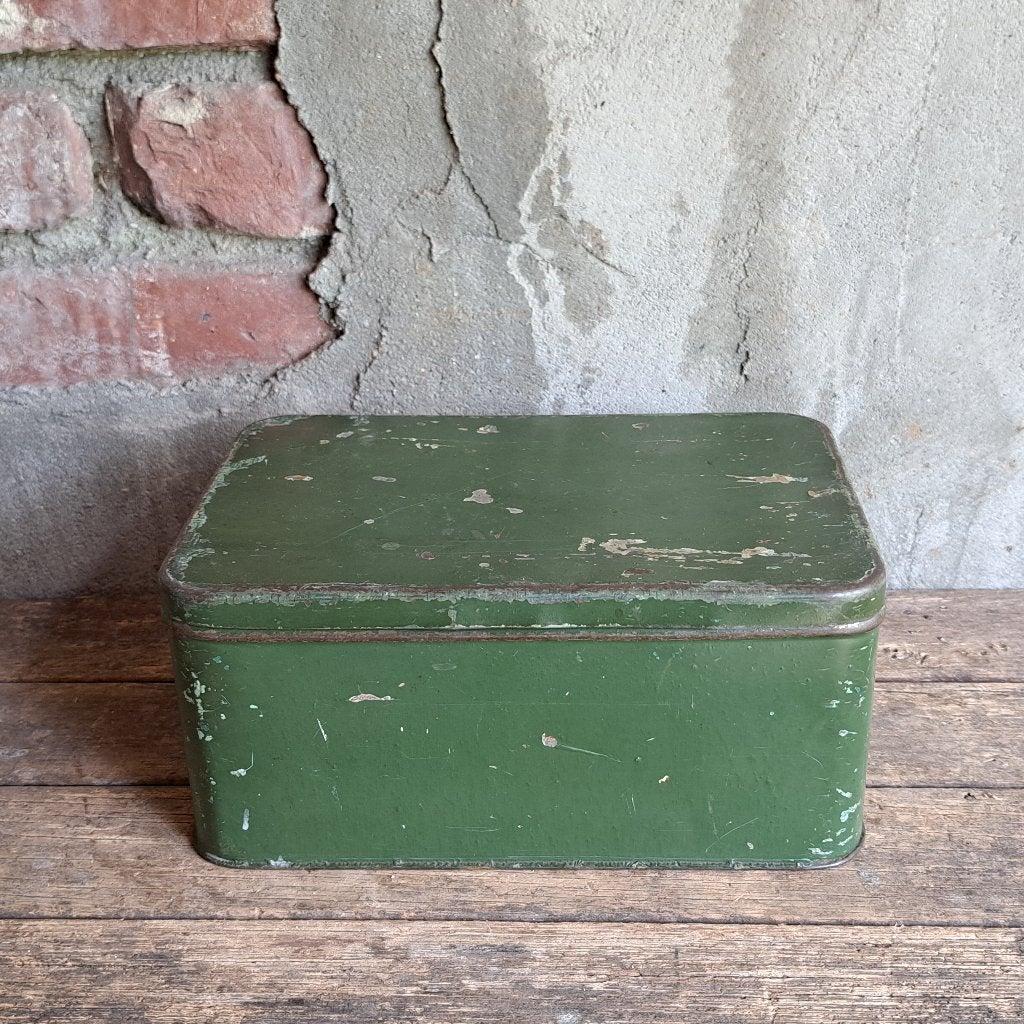 Oud brocante EHBO trommeltje verbandtrommel groen *Etage3*, Gebruikt, ., Ophalen of Verzenden, .