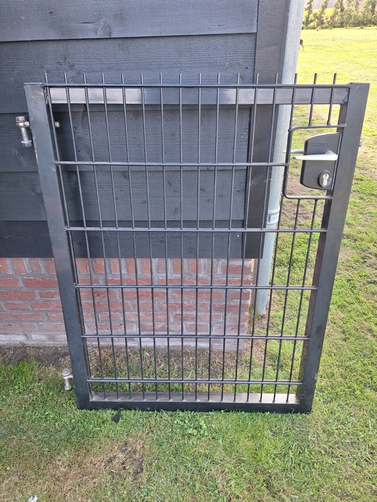 Zwart metalen tuinhek met slot, Tuin en Terras, Ophalen, Met poort, Gebruikt, Tuinhek