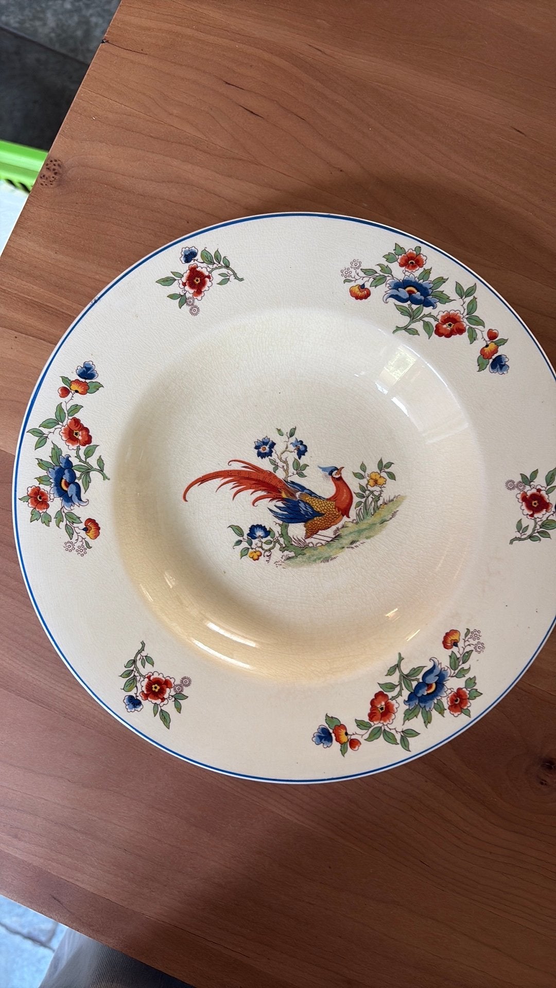 Newhall Hanley Antiek Diep en plat bord Bird of paradise, Antiek en Kunst, Verzenden
